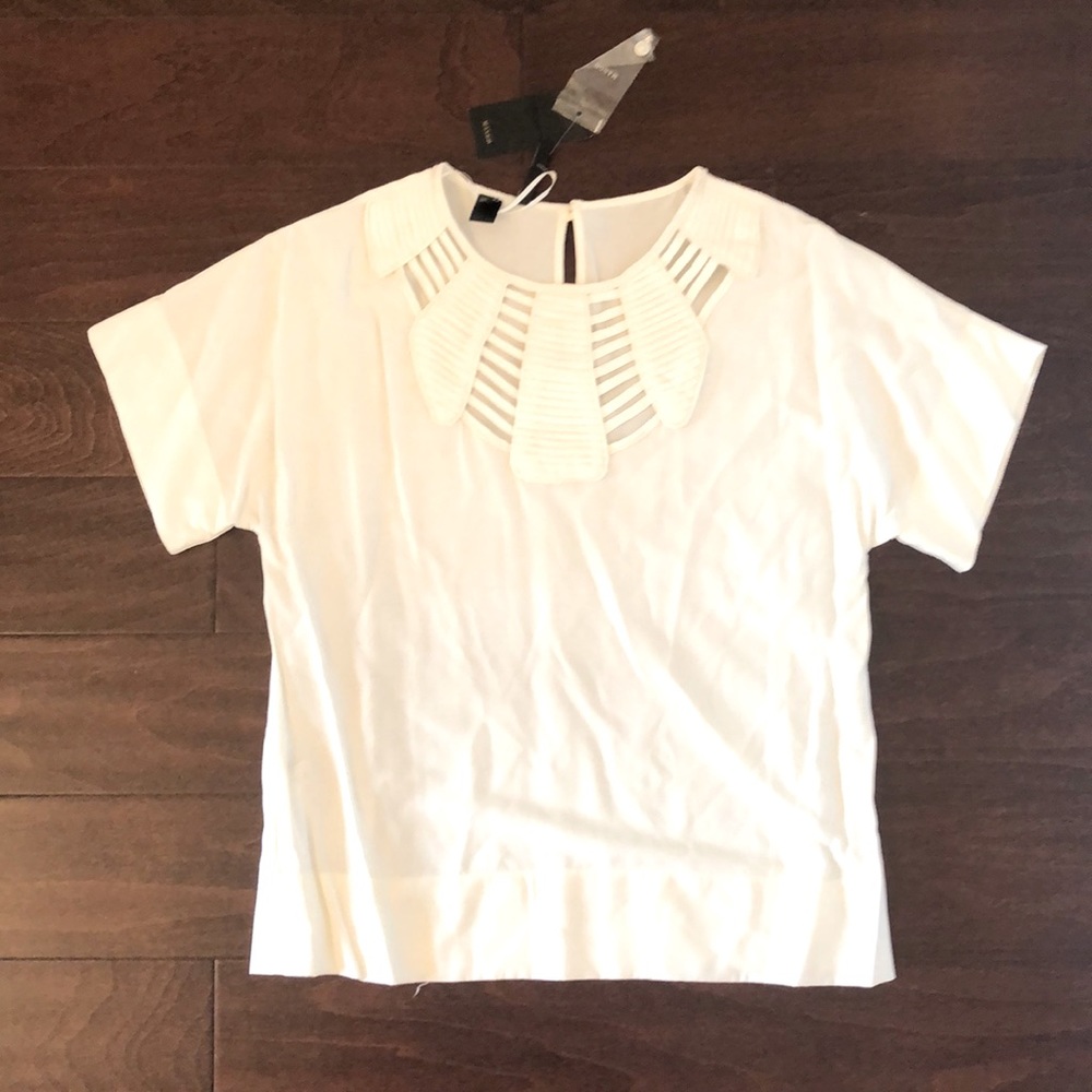 Mango White Top with Decorative Collar